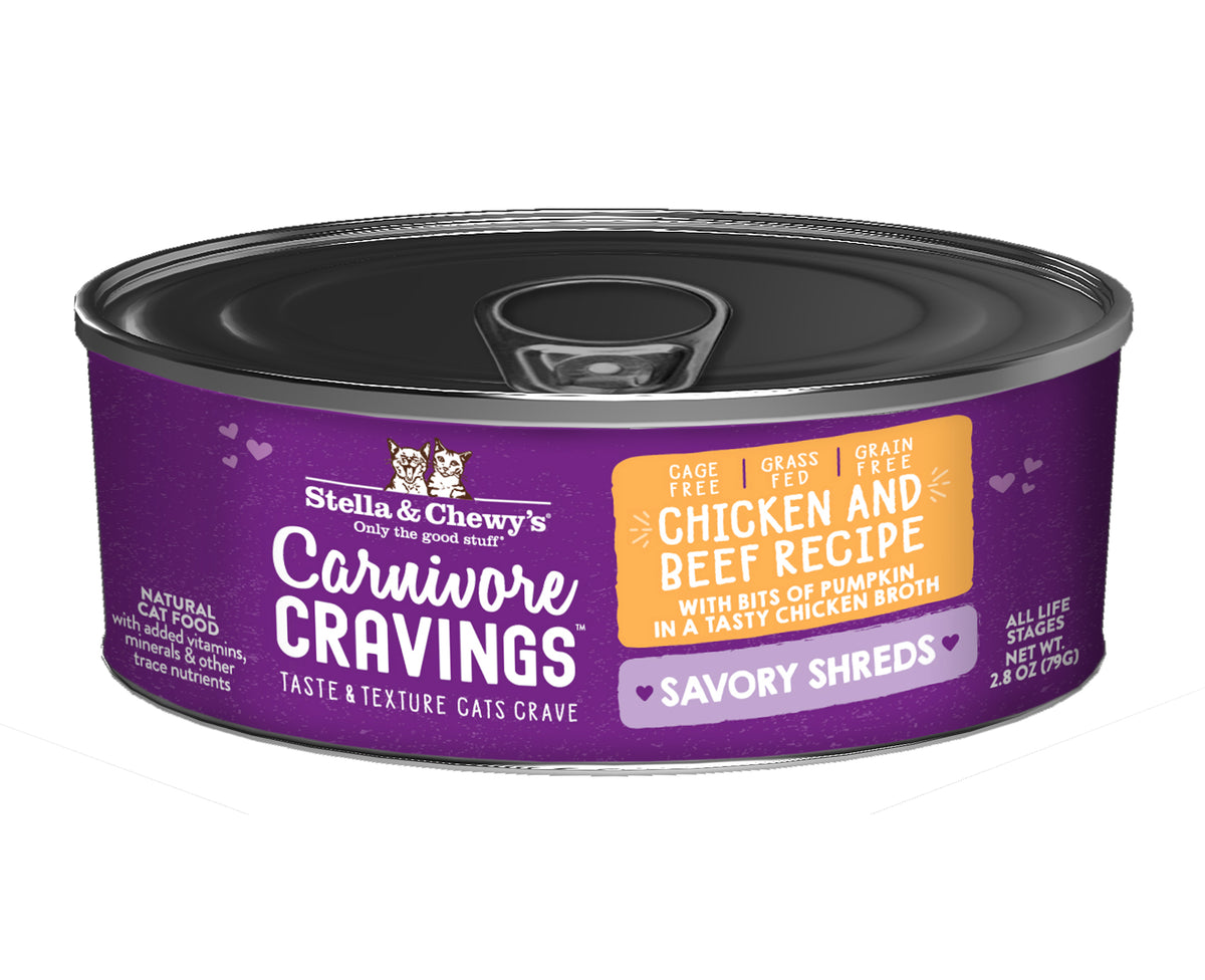 Stella &amp; Chewy&#39;s Carnivore Cravings Savory Shreds Chicken &amp; Beef Canned Cat Food