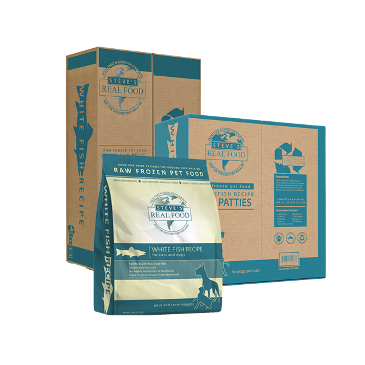Steve&#39;s Real Food Frozen Whitefish Raw Dog &amp; Cat Food
