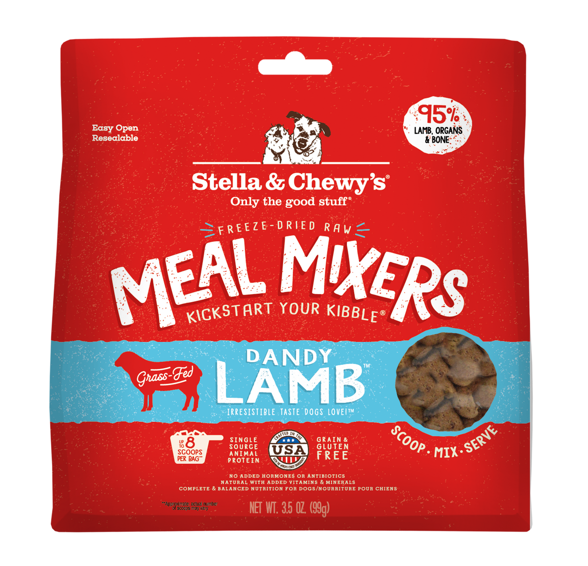 Stella &amp; Chewy&#39;s Freeze-Dried Raw Dandy Lamb Meal Mixers Dog Food Topper