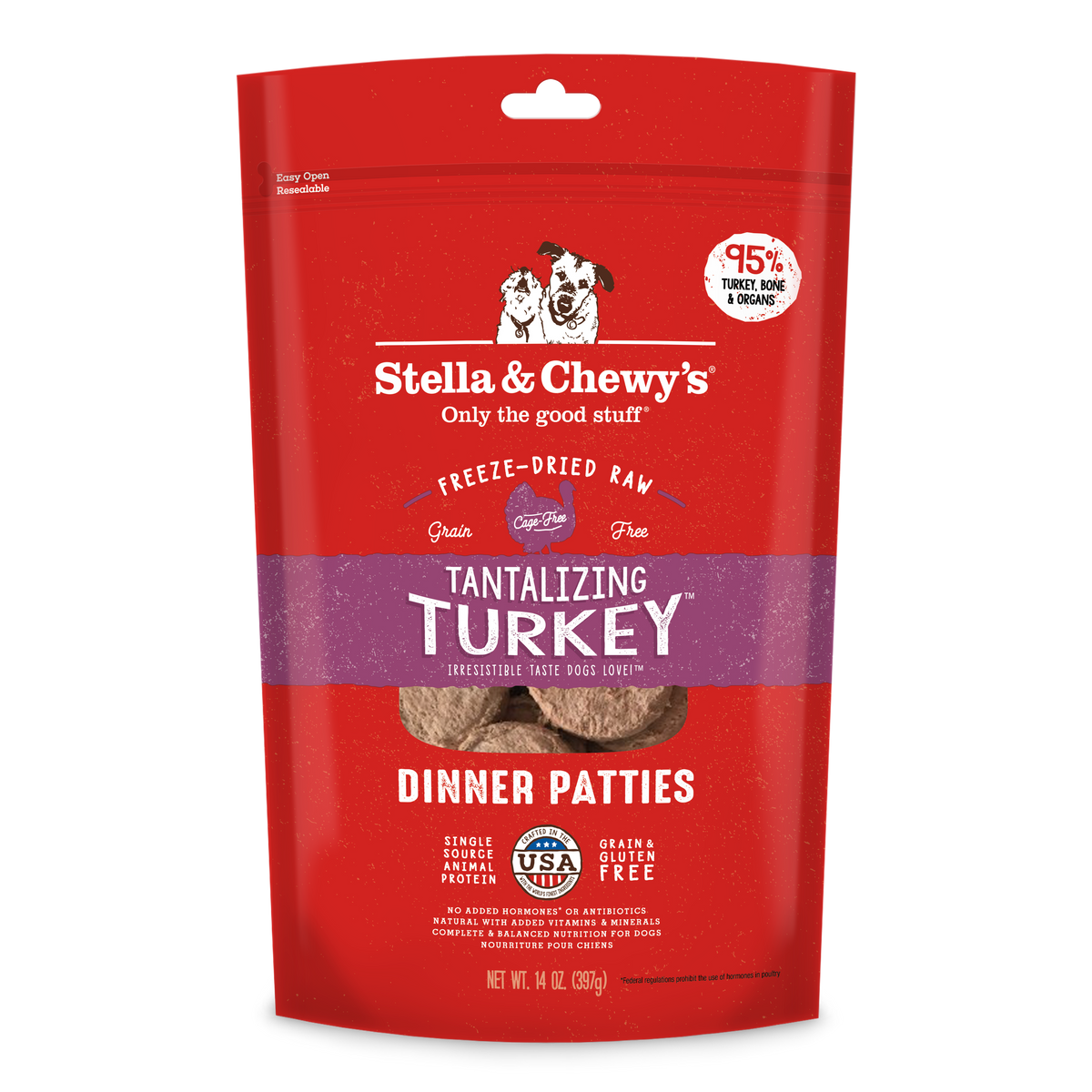Stella &amp; Chewy&#39;s Freeze-Dried Raw Tantalizing Turkey Dinner Patties Dog Food