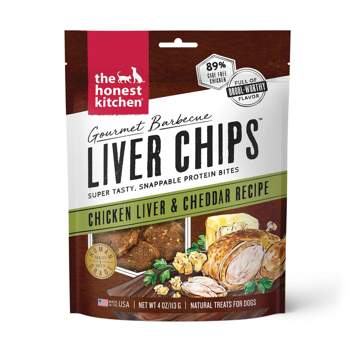 The Honest Kitchen Gourmet Barbeque Liver Chips Chicken Liver &amp; Cheddar Dog Treats