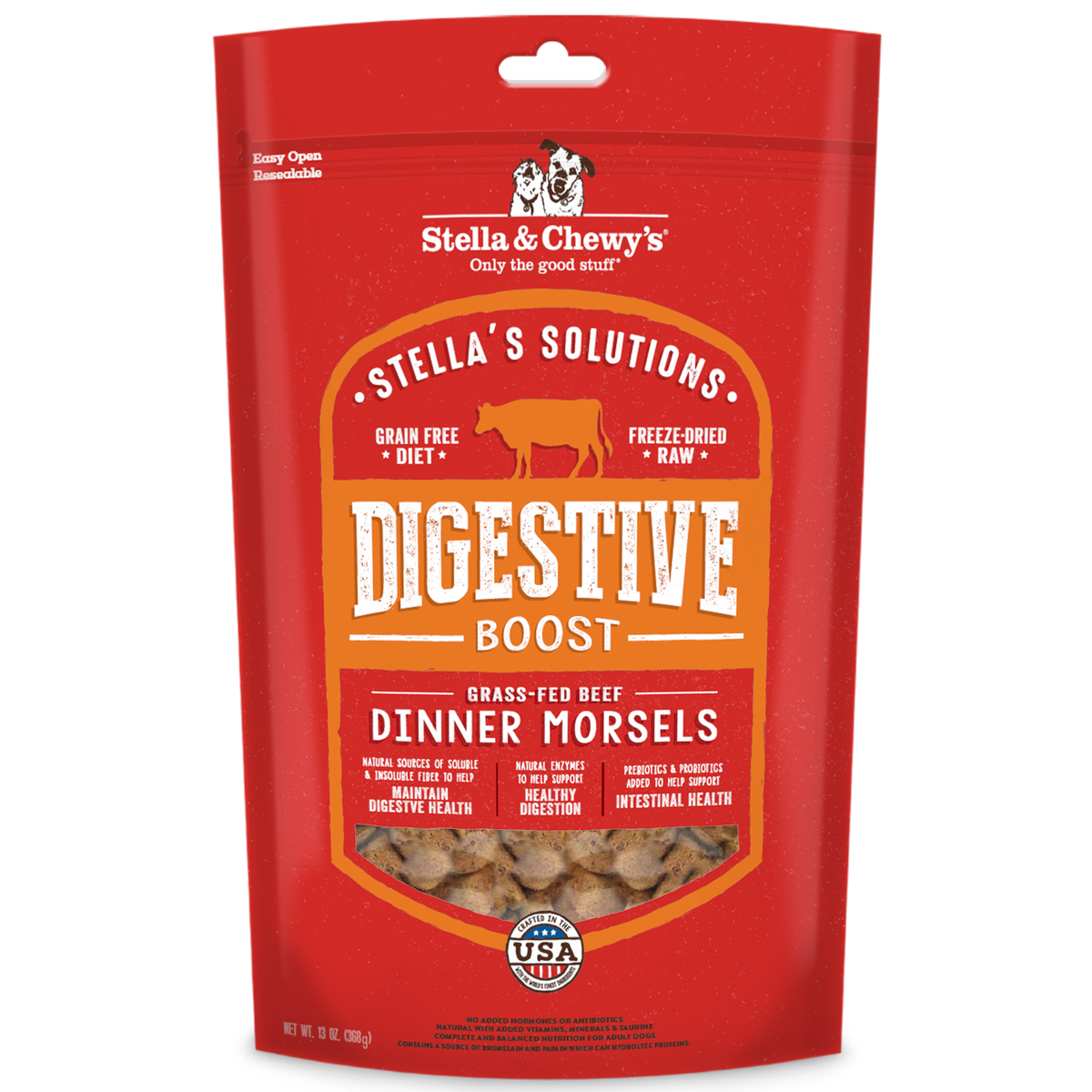 Stella &amp; Chewy&#39;s Solutions Freeze-Dried Raw Digestive Boost Beef Dog Food