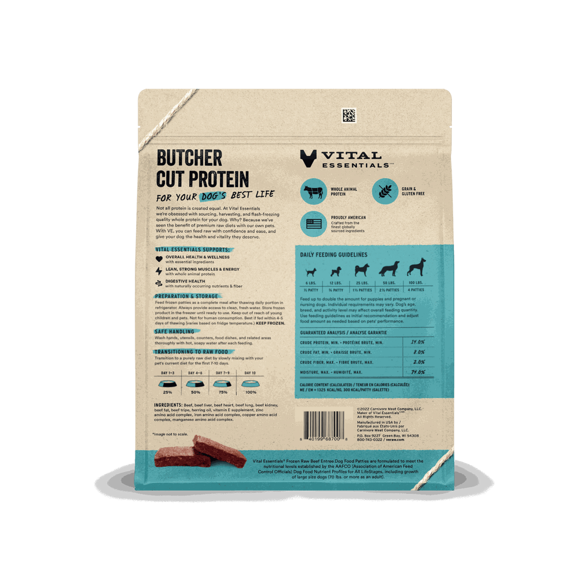 Vital Essentials Frozen Beef Raw Dog Food