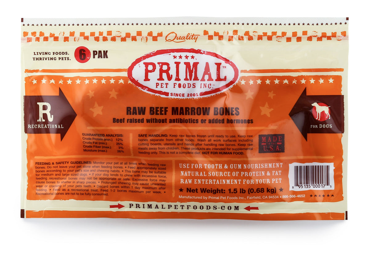 Primal Frozen Beef Bone Marrow Raw Dog Chew