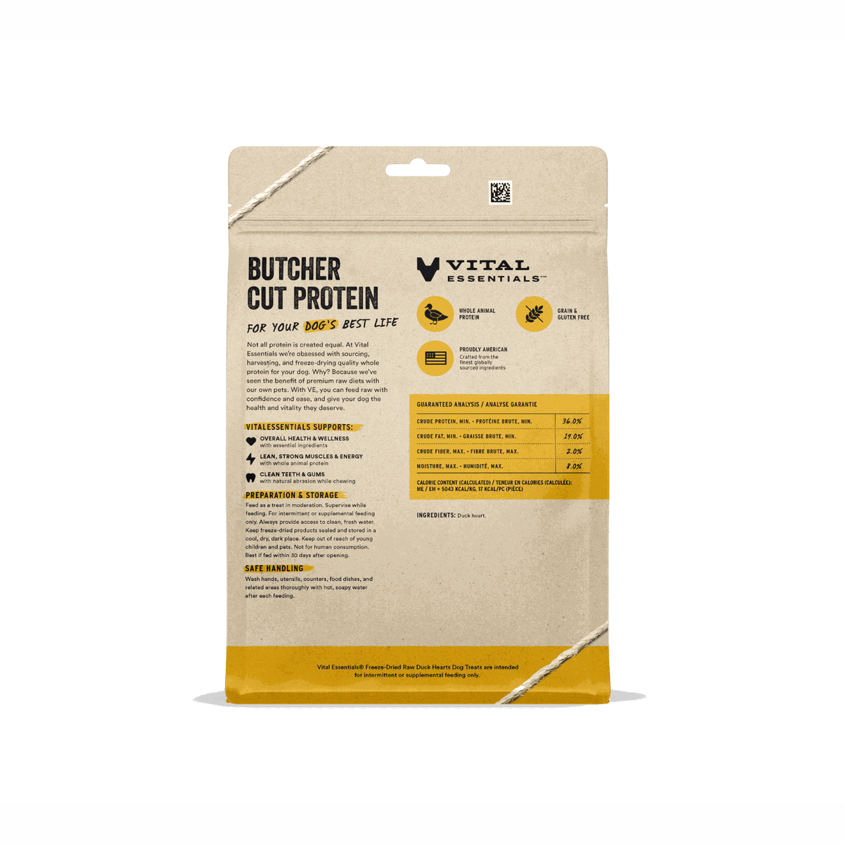 Vital Essentials Freeze-Dried Raw Duck Hearts Dog &amp; Cat Treats