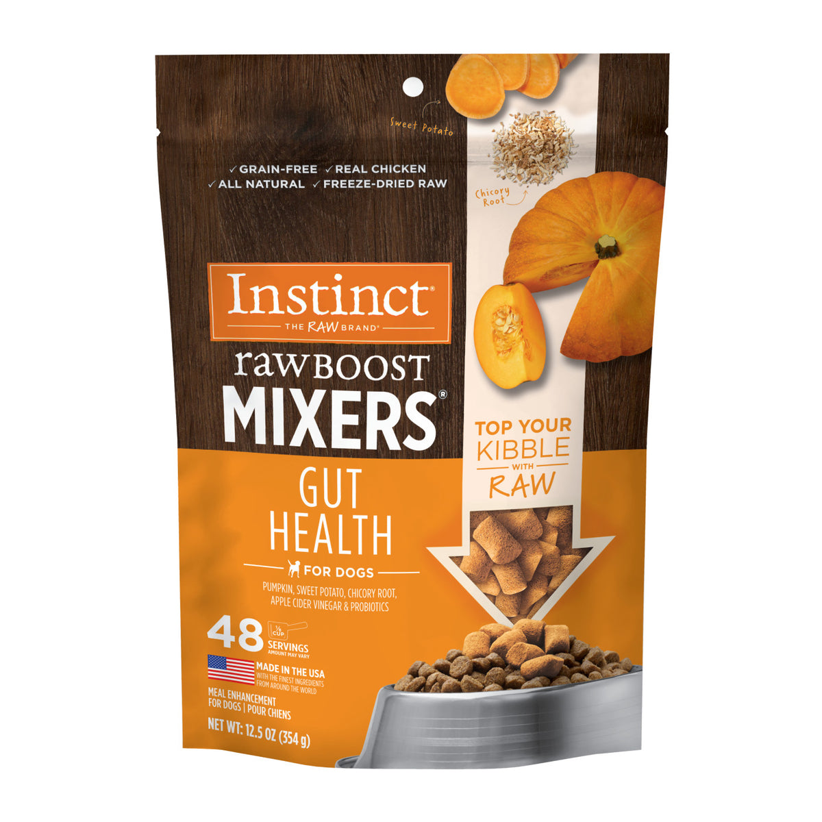 Instinct Freeze-Dried Raw Boost Mixers Grain-Free Gut Health Recipe Dog Food Topper