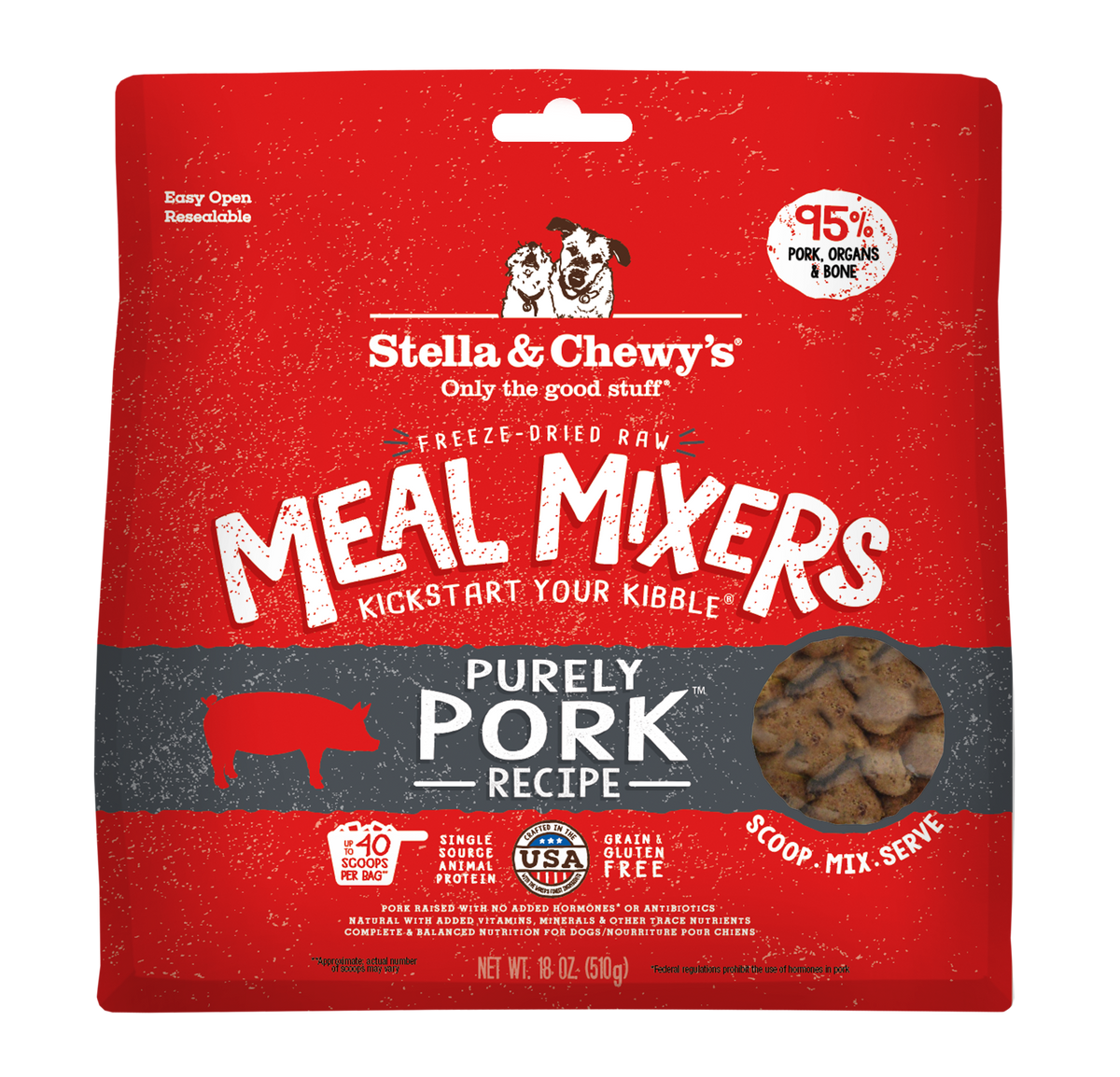 Stella &amp; Chewy&#39;s Freeze-Dried Raw Purely Pork Meal Mixers Dog Food Topper