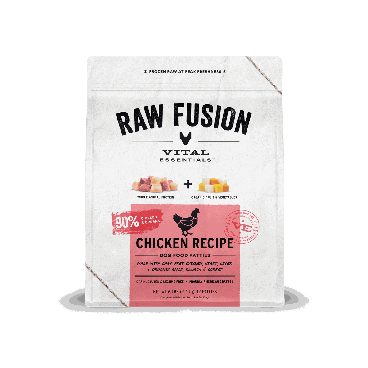 Vital Essentials Frozen Raw Fusion Chicken Patties Dog Food
