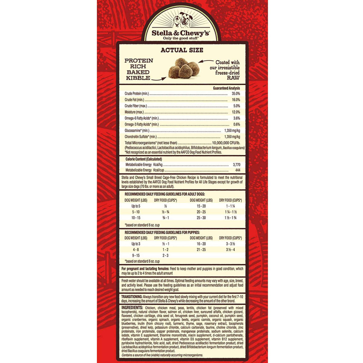 Stella &amp; Chewy&#39;s Kibble Raw Coated Chicken Small Breed Dog Food