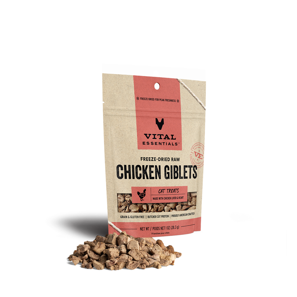 Vital Essentials Freeze-Dried Raw Chicken Giblets Cat Treats