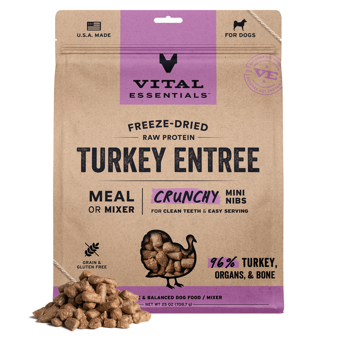 Vital Essentials Freeze-Dried Raw Turkey Dog Food