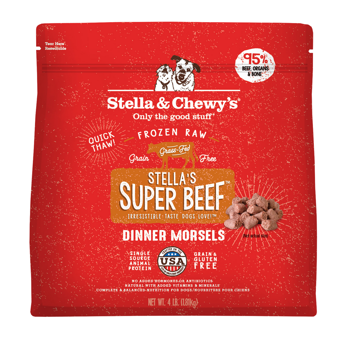 Stella &amp; Chewy&#39;s Frozen Raw Stella&#39;s Super Beef Dinner Morsels Dog Food