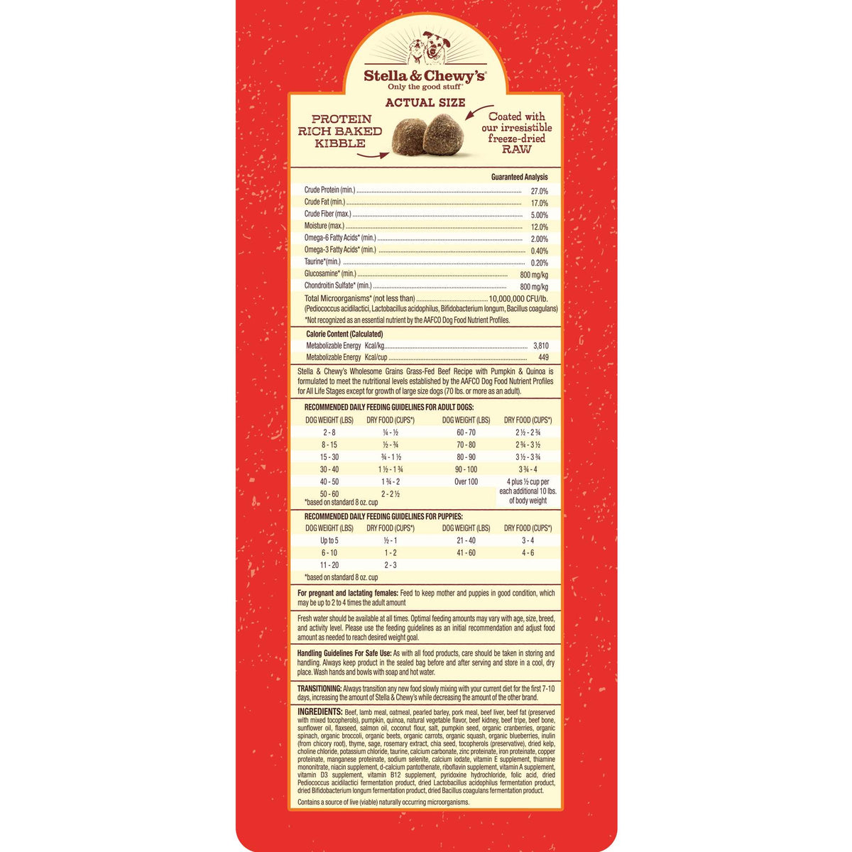 Stella &amp; Chewy&#39;s Kibble Raw Coated Wholesome Grain Beef Dog Food