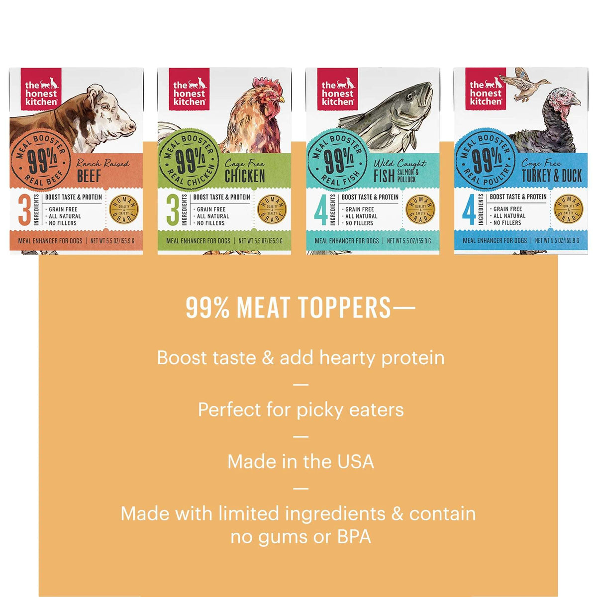 The Honest Kitchen Meal Booster 99% Beef Food Dog Meal Topper
